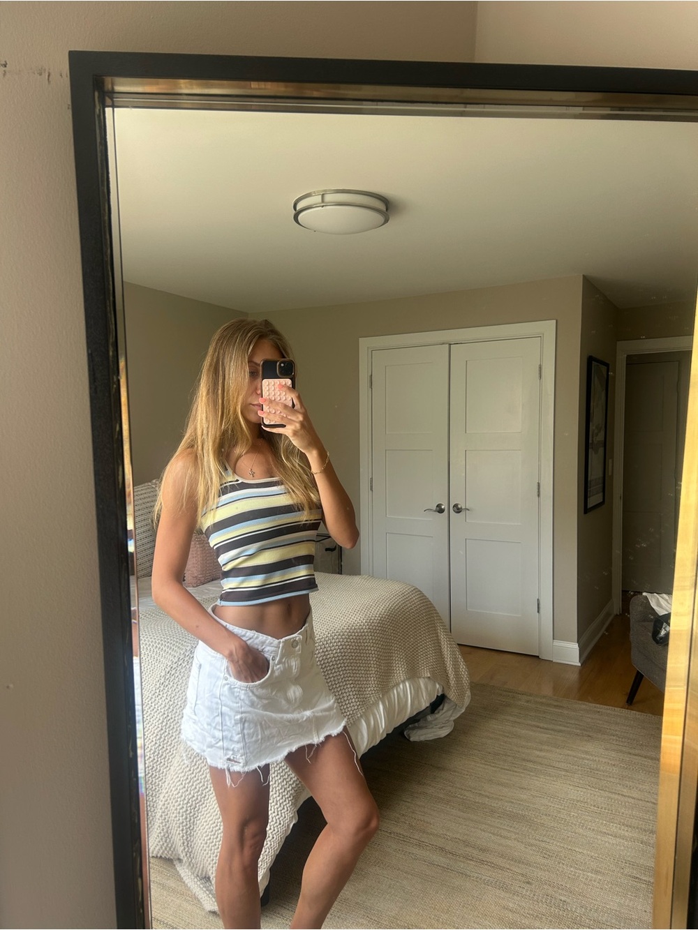 Zara White Denim Mini Skirt, Size Small
